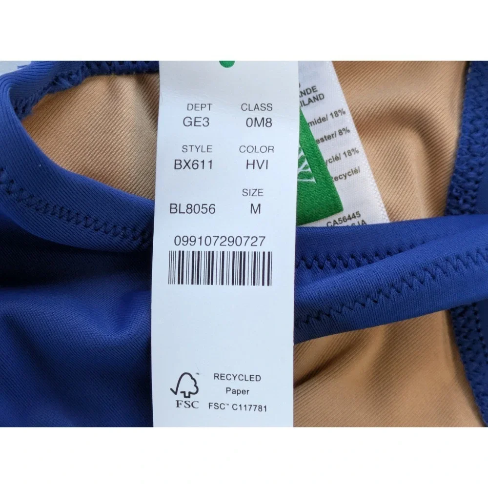 J.Crew Heritage Bikini Top Blue Scoop Neck Swim‎ Beach Summer Size M NWT BX611